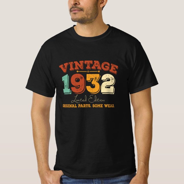 Camiseta Presente de aniversário de 1932 Vintage 90 (Frente)