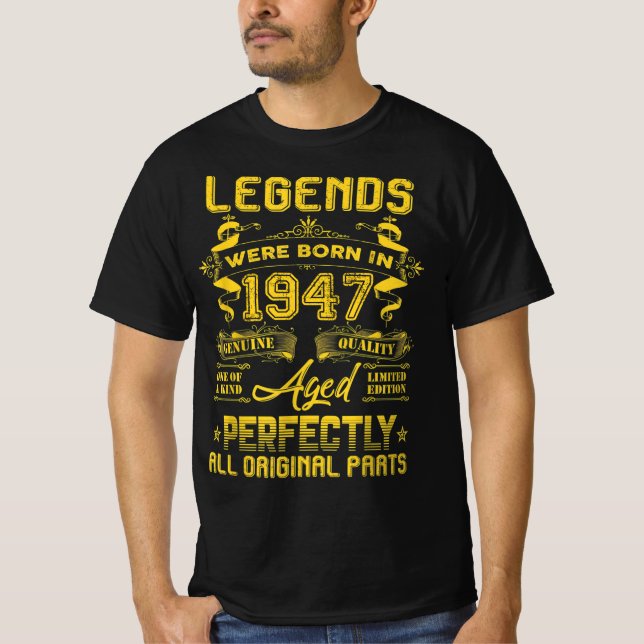 Camiseta Presente De Aniversário De 1947, As Lendas Foram N (Frente)