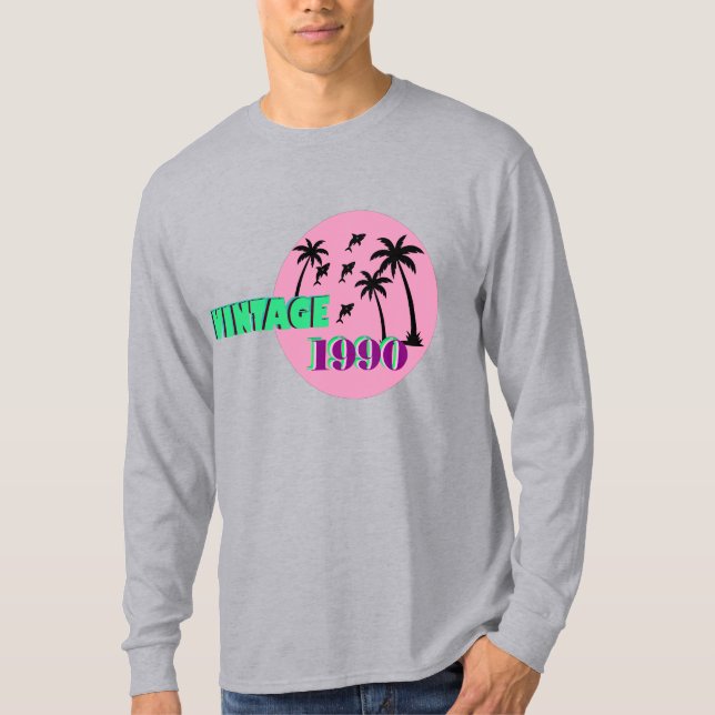 Camiseta Presente de Aniversário de 1990 Retrô (Frente)