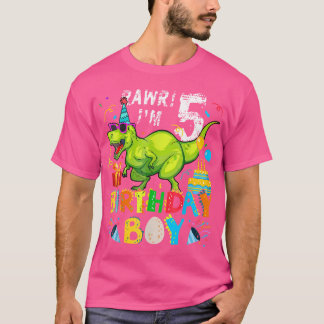Camiseta Presente de aniversário de 5 anos - 5 T Rex Dinoss