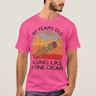 Camiseta Presente de Aniversário de 80 Anos Fumando Charuto