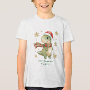 Camiseta Presente de Aniversário de Dinossauro de Natal
