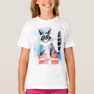 Camiseta presente de aniversário de guaxinim bonito