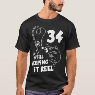 Camiseta Presente de aniversário de pesca 34.o aniversário 