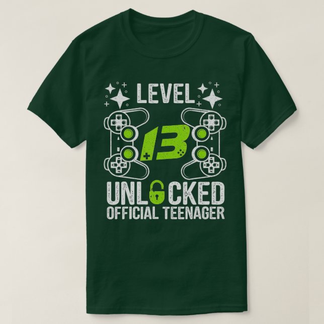 Camiseta Presente de aniversário de vídeo 13 desbloqueado n (Frente do Design)