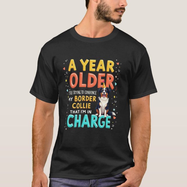 Camiseta Presente de Aniversário Divertido Border Collie Cã (Frente)