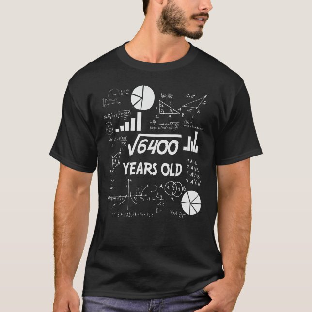 Camiseta Presente de Aniversário do 80 de Professora de Mat (Frente)
