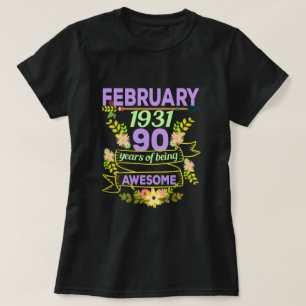 Camiseta Presente de aniversário do 90 de fevereiro de 1931