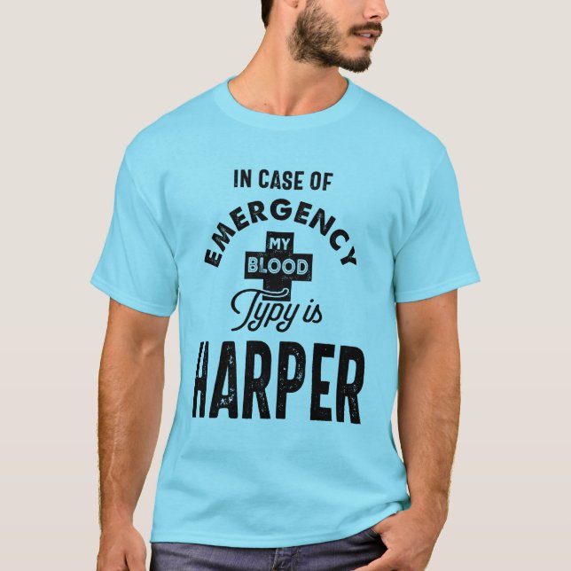 Camiseta Presente de Aniversário do Nome Personalizado Harp (Frente)
