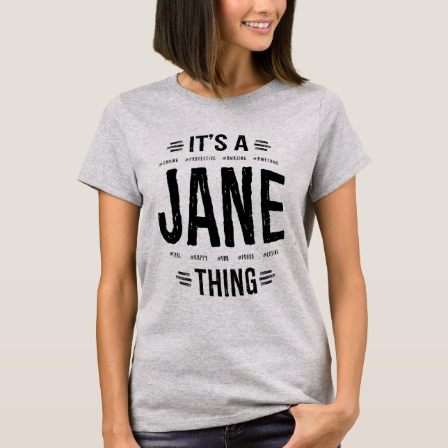 Camiseta Presente de Aniversário do Nome Personalizado Jane (Frente)