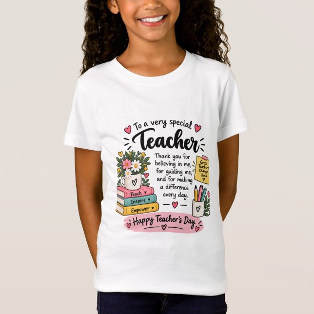 Camiseta Presente de Apreciação para Professores | Feliz Di (Frente)