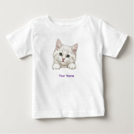 Camiseta Presente de Arte de Gatinho Personalizado com Nome