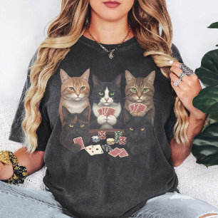 Camiseta Presente de Arte Engraçada de Gatos Jogando Pôquer