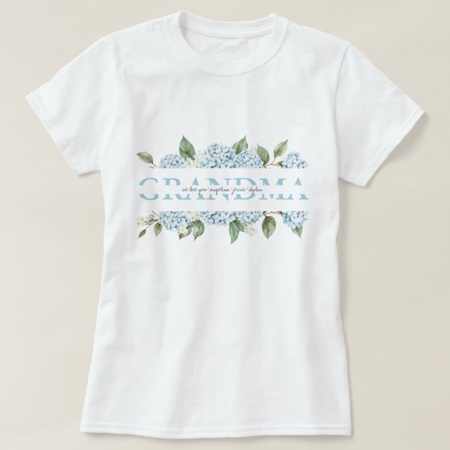 Camiseta Presente de Avó com Mensagem Personalizada em Flor (Frente do Design)