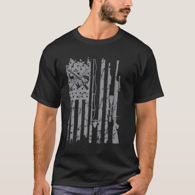 Camiseta Presente de bandeira americana para a caça à rocha (Frente)