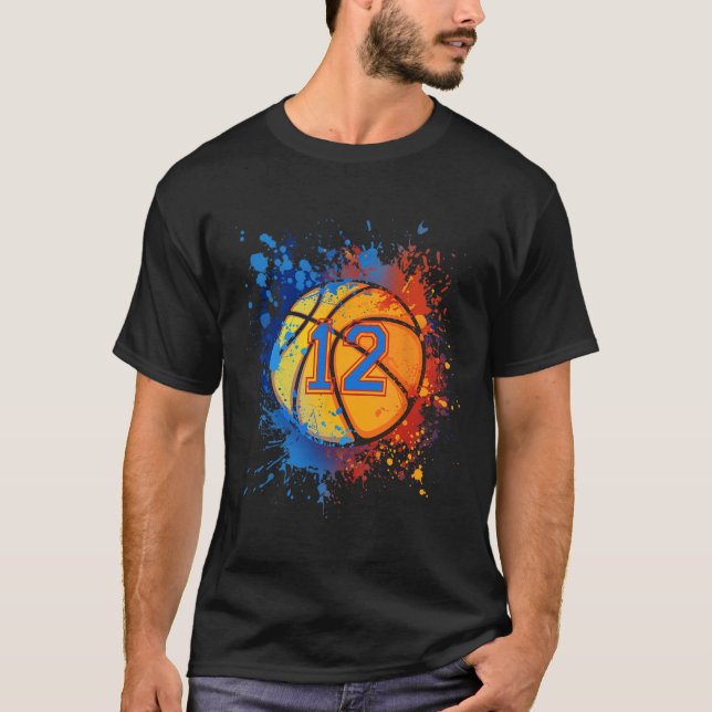 Camiseta Presente De Basquete De Aniversário De 12 Anos De  (Frente)
