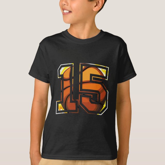 Camiseta Presente de Basquete de Aniversário de 15 para o J (Frente)