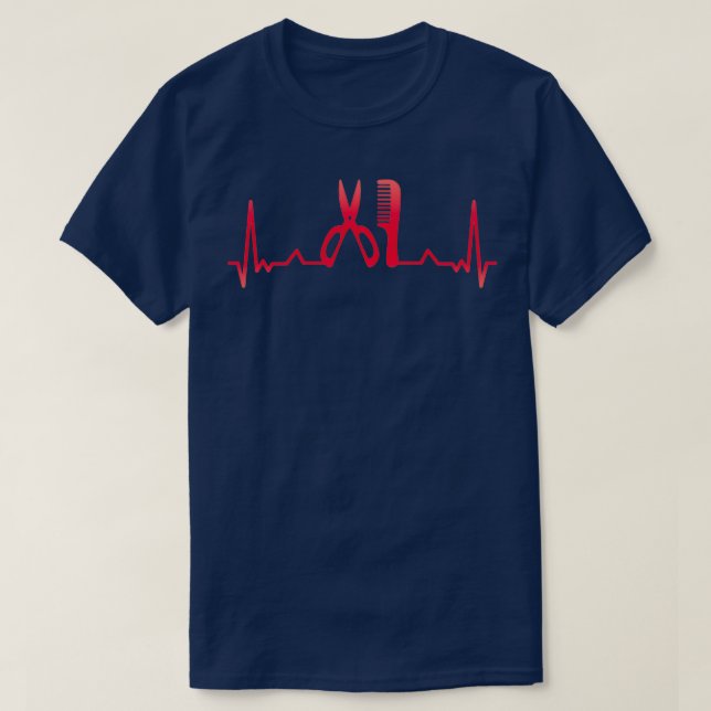 Camiseta Presente de batimento cardíaco Barber de Cabelo (Frente do Design)