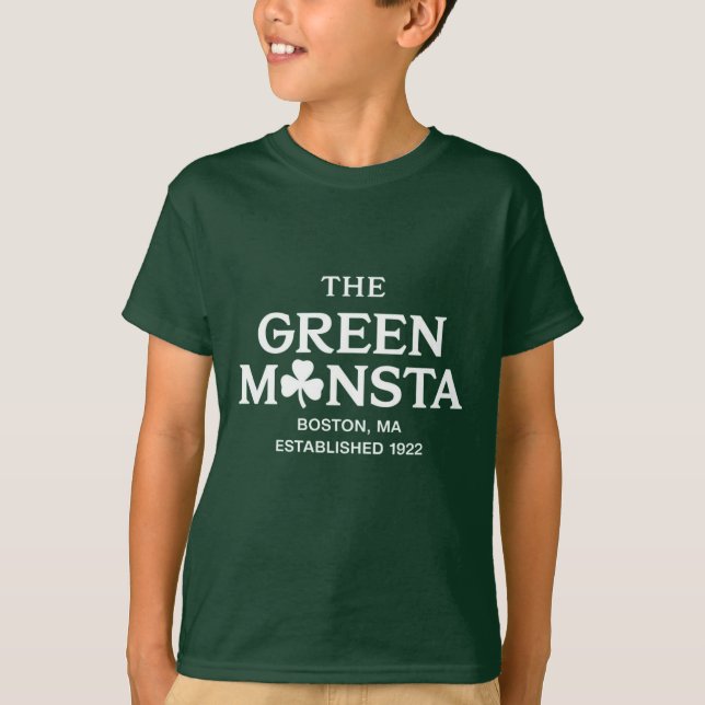Camiseta Presente de beisebol Green Monsta Boston Green Mon (Frente)