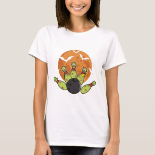 Camiseta Presente de Boliche de Halloween com Zumbi Pinos M