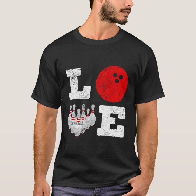 Camiseta Presente de Boliche para Pinos de Boliche Gráfico  (Frente)