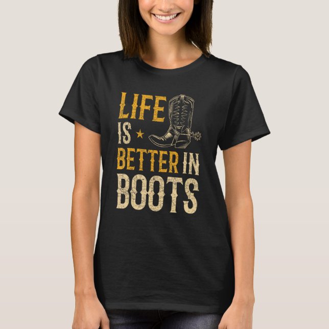 Camiseta Presente de Botas de Cowboy de Montaria de Touro L (Frente)