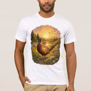 Camiseta Presente de Caça ao Faisão ao Pôr do Sol Ave Selva