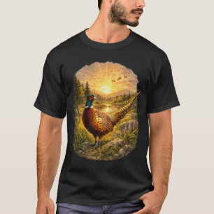 Camiseta Presente de Caça ao Faisão Pôr do Sol Ave Fauna