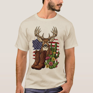 Camiseta Presente de Caçador de Botas de Cowboy da Bandeira