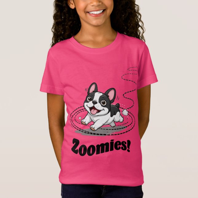 Camiseta Presente de Cachorro-Camiseta de Meninas Zoomies d (Frente)