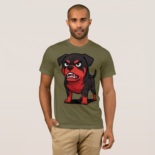 Camiseta Presente de cachorro de desenho animado Rottweiler (Frente Completa)