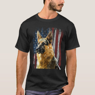 Camiseta Presente de Cachorro Pastor Alemão Patriótico Band