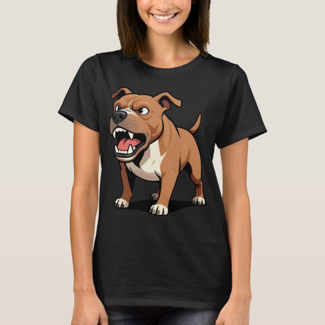 Camiseta Presente de Cachorro Pitbull Marrom Raivoso de Des (Frente)