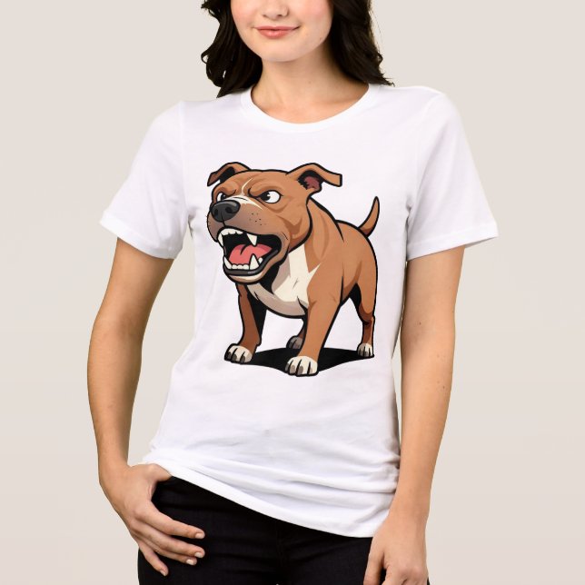 Camiseta Presente de Cachorro Pitbull Marrom Raivoso de Des (Frente)