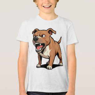 Camiseta Presente de cachorro Pitbull Marrom Zangado Cartoo