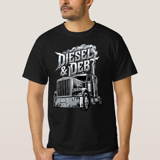 Camiseta Presente de Caminhoneiro Diesel e Dívida (Frente)