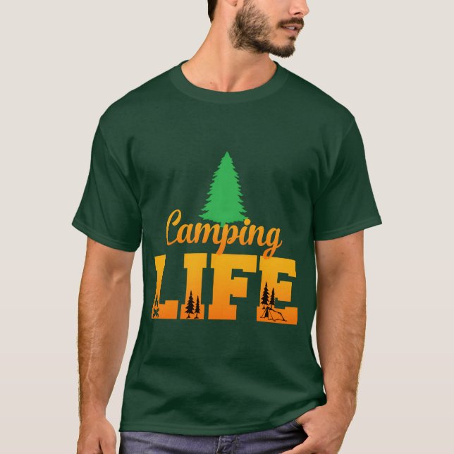 Camiseta Presente de Camping Vida Fora Camper Acampamento d (Frente)