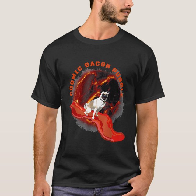 Camiseta Presente de Cão Puggle de Surfe Divertido Cosmic B (Frente)
