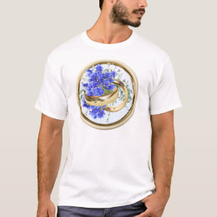 Camiseta Presente de casamento das flores Douradas e Lavand