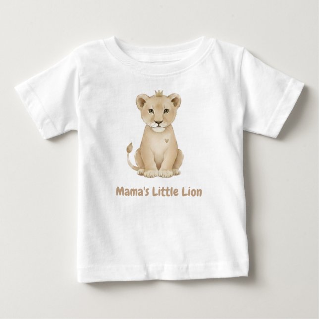 Camiseta Presente de Chá de Bebê Fofo do Pequeno Leão da Ma (Frente)
