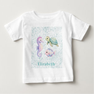 Camiseta Presente de Chuvada de Bebê Pastel Sob o Mar