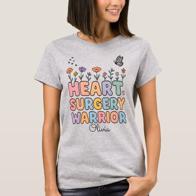 Camiseta Presente de Cirurgia de Coração Anatômico Floral P (Frente)