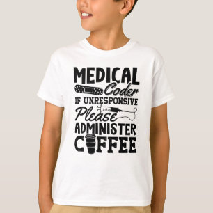 Camiseta Presente de Codificação ICD do Assistente de Café