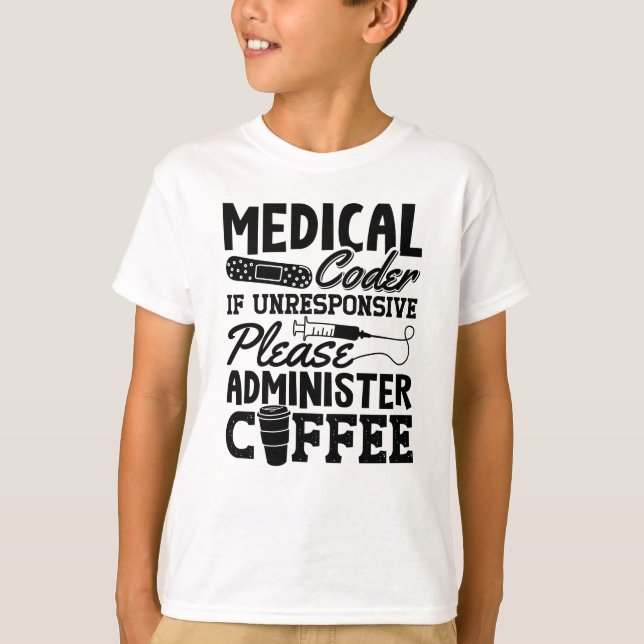Camiseta Presente de Codificação ICD do Assistente de Café  (Frente)