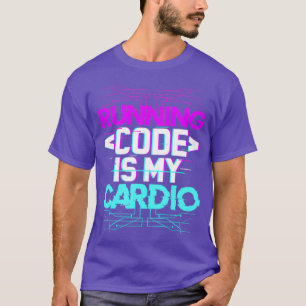 Camiseta Presente de código executando software para desenv