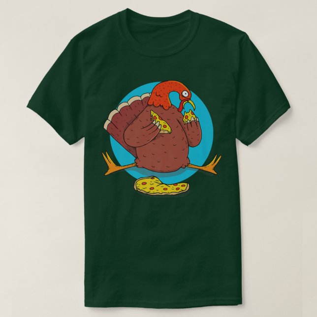 Camiseta Presente de comida de pizza de pássaro peru engraç (Frente do Design)