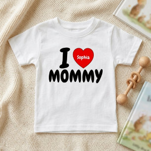 Camiseta Presente de Coração com Nome Personalizado para Mã