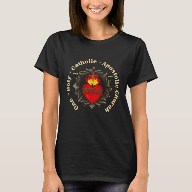 Camiseta Presente de Coração Sagrado na Católica Romana (Frente)