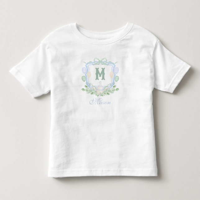 Camiseta Presente de Crest Monograma de Aniversário de 1 an (Frente)