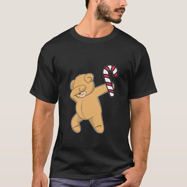 Camiseta Presente de dança de canas de ursos de Natal (Frente)